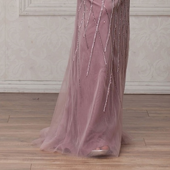 NEW MAUVE COLOR EVENING FORMAL PARTY OPEN BACK GOWN ACSU011 - Picture 7 of 9